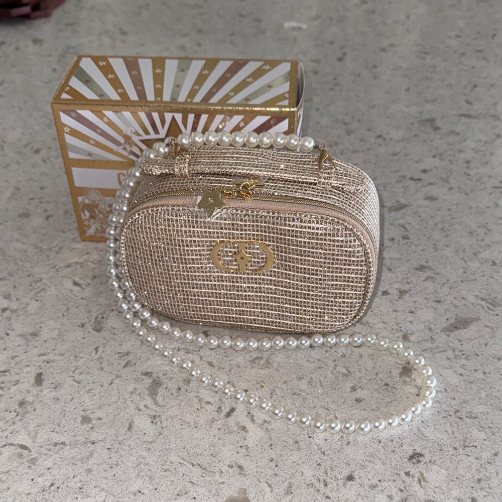 Gold Pearl-Accented Women’s Crossbody Bag